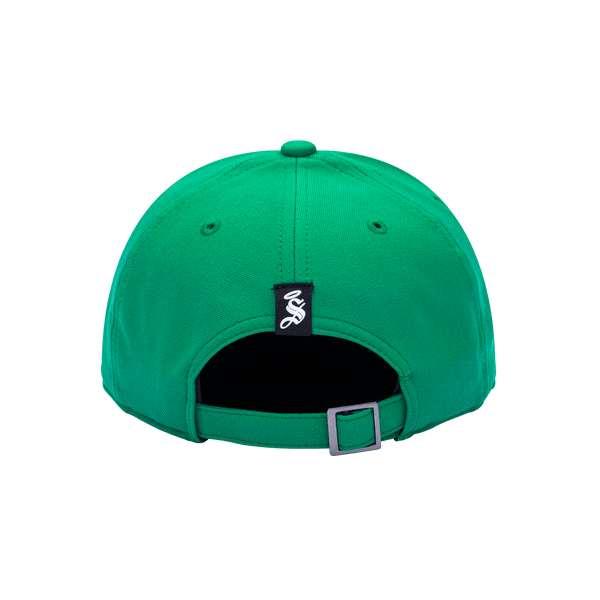 Back view of the Santos Laguna Standard Adjustable hat with mid constructured crown, curved peak brim, and slider buckle closure, in Green.