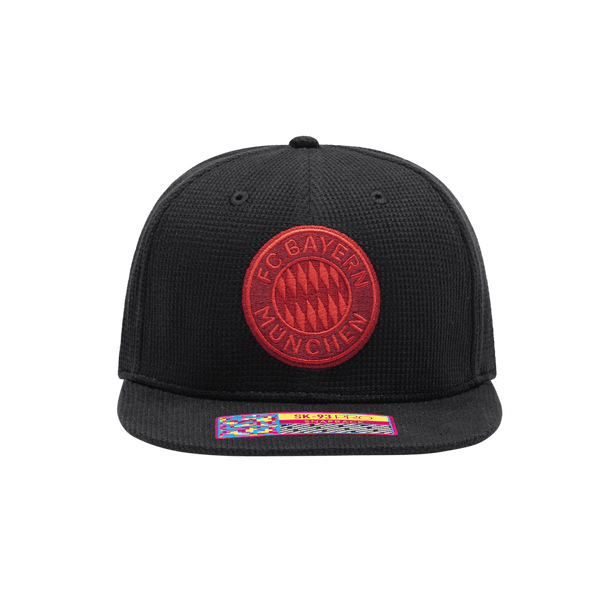 Bayern Munich Club Ink Snapback with high crown, flat peak brim, and snapback closure, in Black