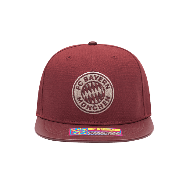 Bayern Munich Swatch Snapback with high crown, flat peak brim, and snapback closure, in Dark Red