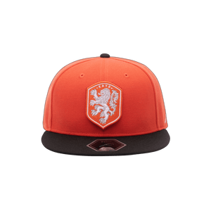 Organge Netherlands Team Patch Fitted with black bill and button