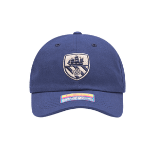 Manchester City Swatch Classic Adjustable in unstructured low crown, curved peak brim, and adjustable flip buckle closure, in Navy