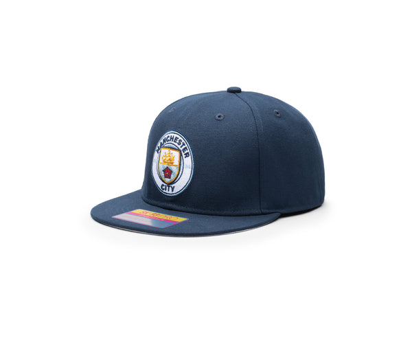 Manchester City Dawn Snapback hat with high crown, flat peak brim, and adjustable snapback closure.