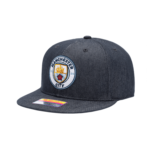 Manchester City 541 Snapback with high crown, flat peak brim, and snapback closure, in Navy